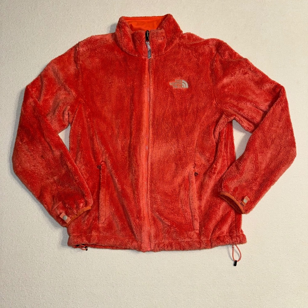 The North Face Jacket Women's M Orange Fleece Deep Pile Full Zip Fuzzy‎ Cozy
